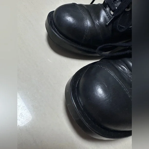 Auth Chanel Black Navy Blue Tweed Boots Socks Boots 39 Women - Picture 9 of 16